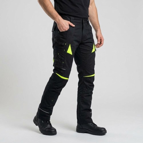 Spodnie robocze COTTONFLEX czarno-żółte na modelu