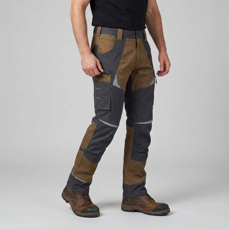 Spodnie robocze COTTONFLEX charcoal-brązowe na modelu