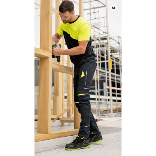 Spodnie COTTONFLEX czarno-żółte w pracy
