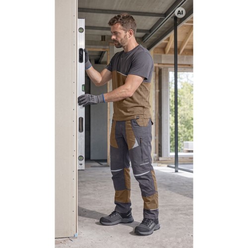 Spodnie COTTONFLEX charcoal-brązowe w pracy