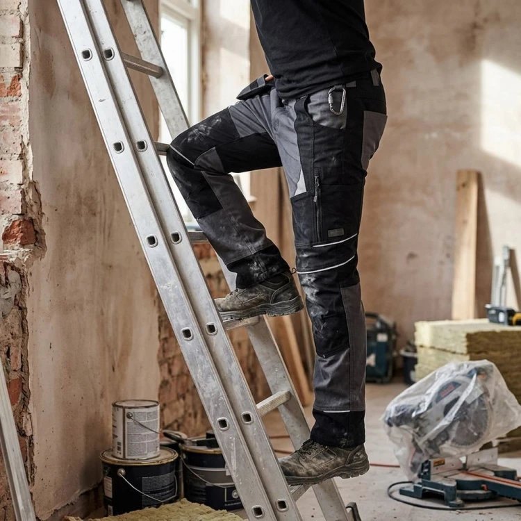 Spodnie COTTONFLEX czarno-ciemnoszare – zdjęcie w użyciu