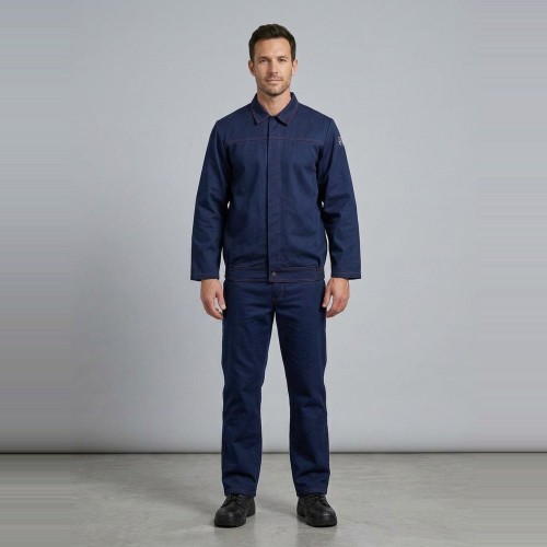 Zestaw spawalniczy SPAWACZ STANDARD bluza + spodnie granatowy na modelu