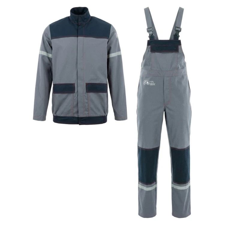 Zestaw SPAWACZ LIGHT bluza + ogrodniczki szaro-granatowy – przód