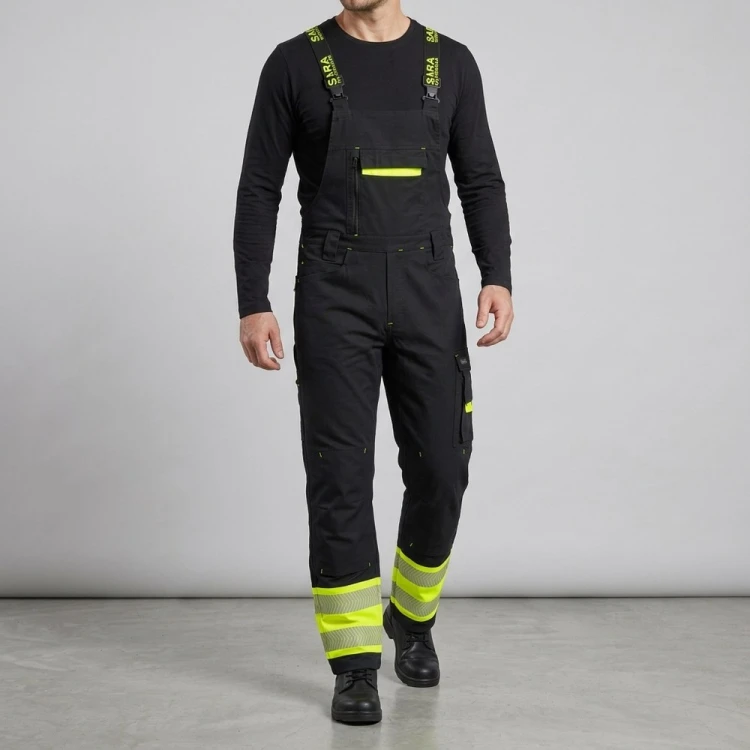 Ogrodniczki robocze ACTIFLEX NEO czarno-żółte na modelu