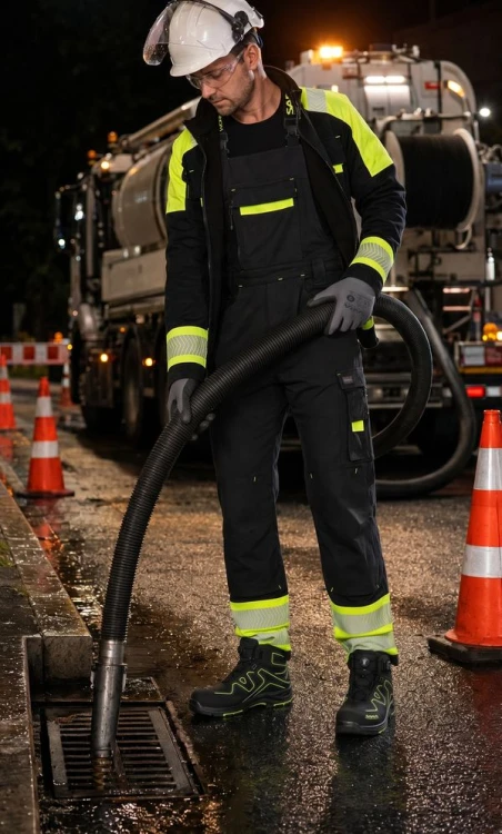 Ogrodniczki ACTIFLEX NEO czarno-żółte – zdjęcie w użyciu