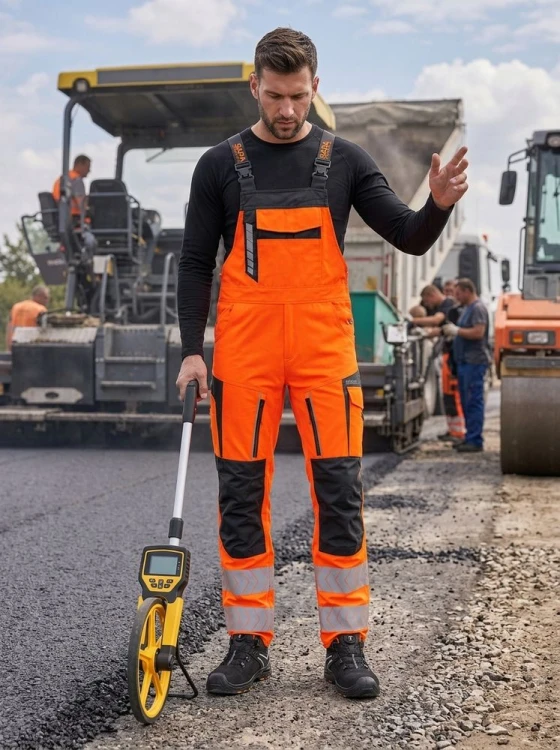 Ogrodniczki DROGOWIEC COMFORT pomarańczowe – zdjęcie w użyciu