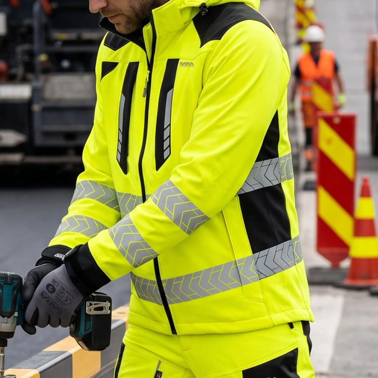 Softshell DROGOWIEC COMFORT żółty – zdjęcie w użyciu