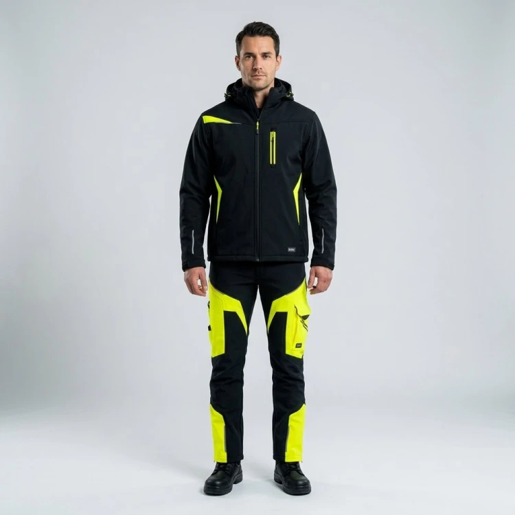 Zimowy zestaw roboczy COMFORT WINTER czarno-żółty na modelu