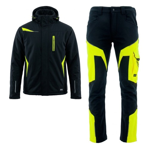 COMFORT WINTER kurtka + spodnie czarno-żółte – przód