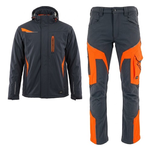 COMFORT WINTER kurtka + spodnie grafitowo-pomarańczowe – przód