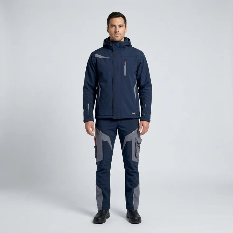 Zimowy zestaw roboczy COMFORT WINTER granatowo-szary na modelu