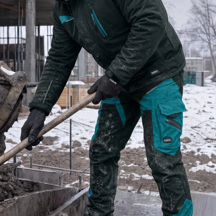 Zestaw COMFORT WINTER czarno-petrolowy w pracy zimą