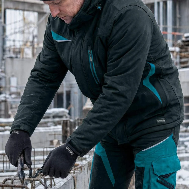 Kurtka COMFORT WINTER czarno-petrolowa na budowie