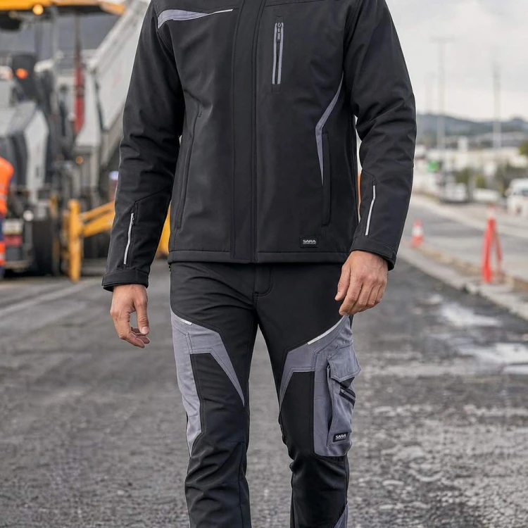 Zestaw COMFORT WINTER czarno-szary na budowie zimą