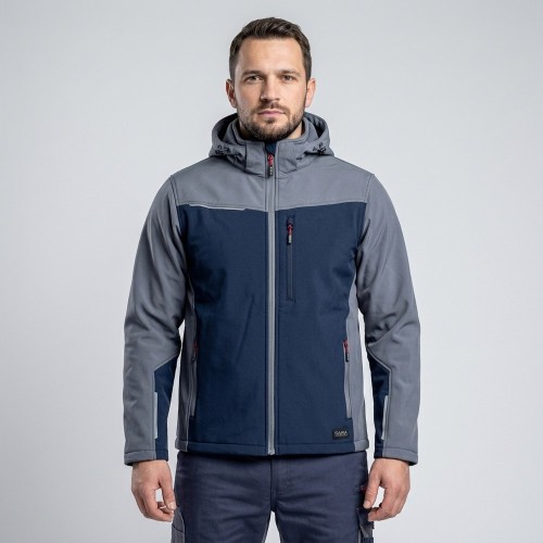 Softshell roboczy COMFORT PLUS granatowo-szary na modelu
