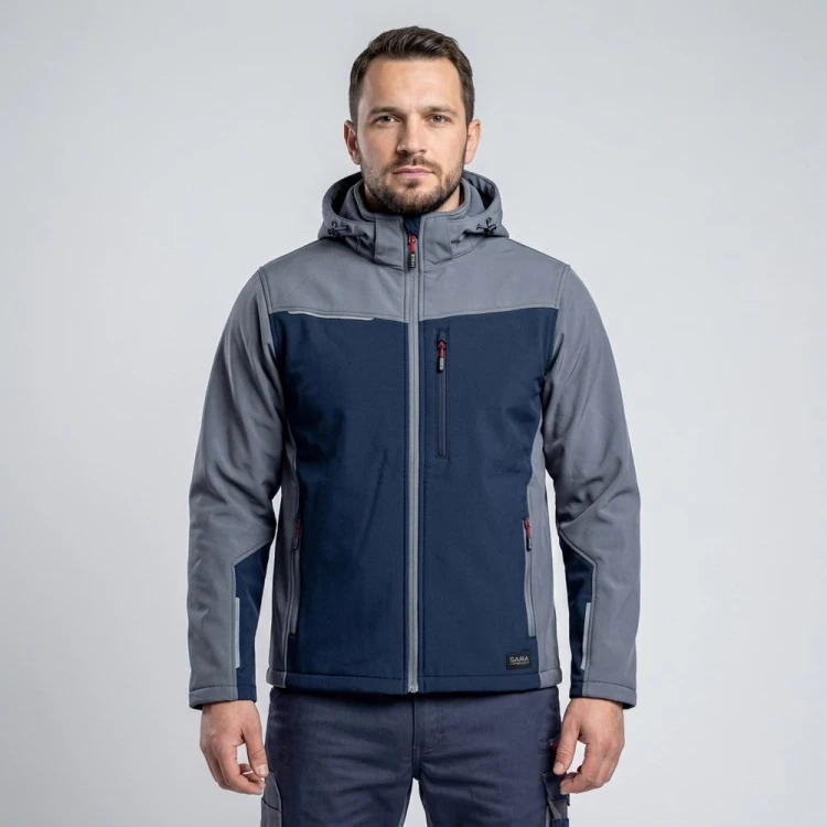 Softshell roboczy COMFORT PLUS granatowo-szary na modelu