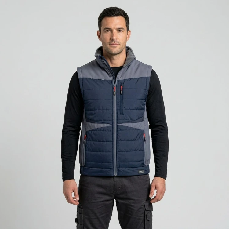 Kamizelka hybrydowa COMFORT PLUS granatowo-szara na modelu