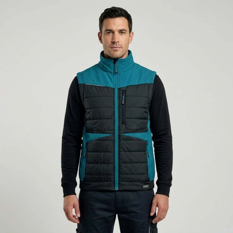Kamizelka hybrydowa COMFORT PLUS czarno-petrolowa na modelu