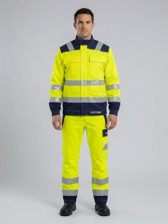 Zestaw MULTI PRO NEW 6w1 bluza + spodnie żółto-granatowy na modelu
