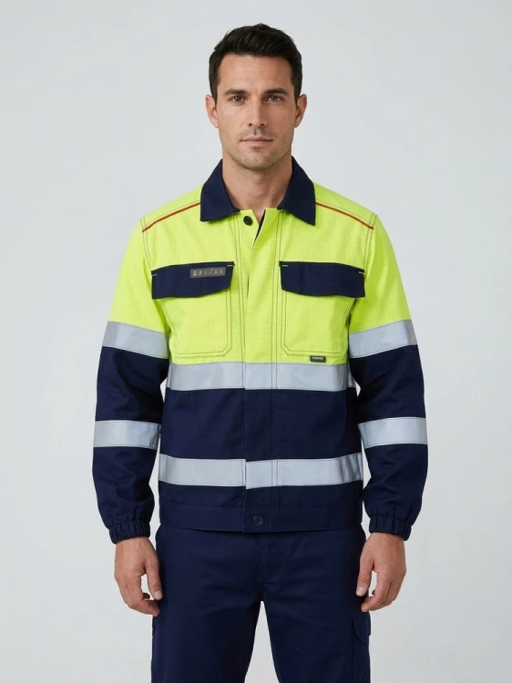 Bluza multiochronna ROSSINI 1969 TPS żółto-granatowa na modelu