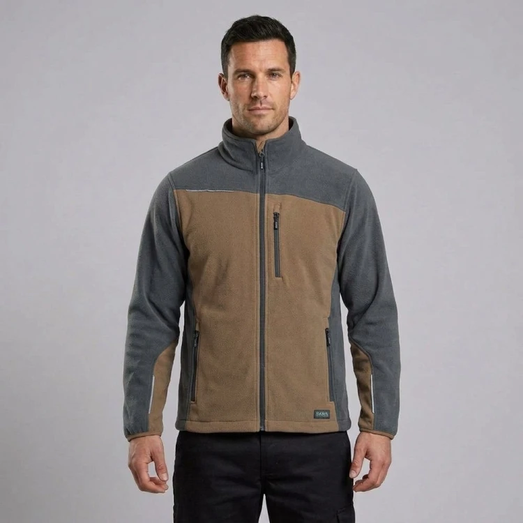 Polar roboczy COMFORT PLUS brązowo-szary na modelu