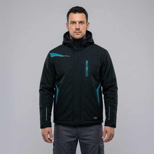 Kurtka zimowa COMFORT WINTER czarno-petrolowa na modelu