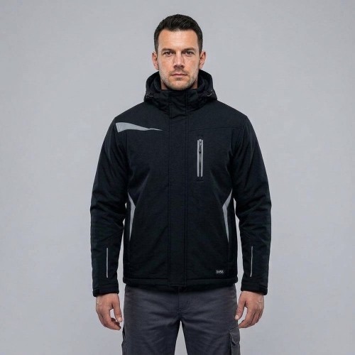 Kurtka zimowa COMFORT WINTER czarno-szara na modelu