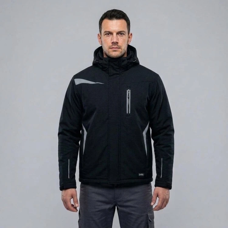 Kurtka zimowa COMFORT WINTER czarno-szara na modelu