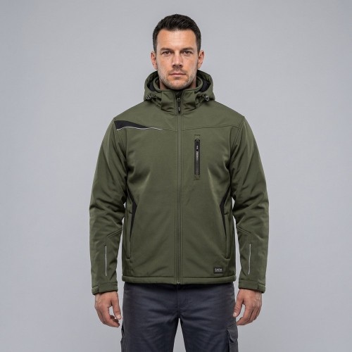 Kurtka zimowa COMFORT WINTER oliwkowo-czarna na modelu