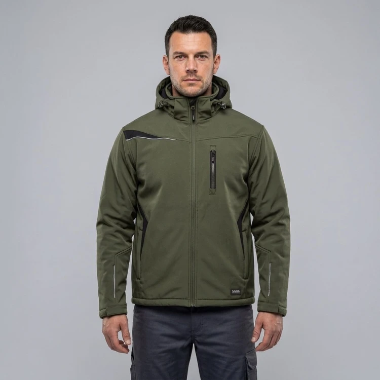 Kurtka zimowa COMFORT WINTER oliwkowo-czarna na modelu