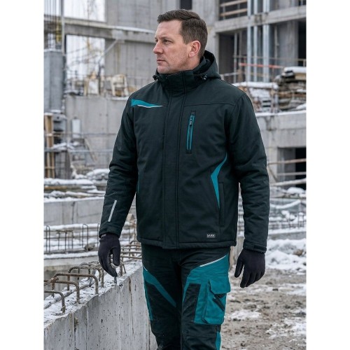 Kurtka zimowa COMFORT WINTER czarno-petrolowa w pracy