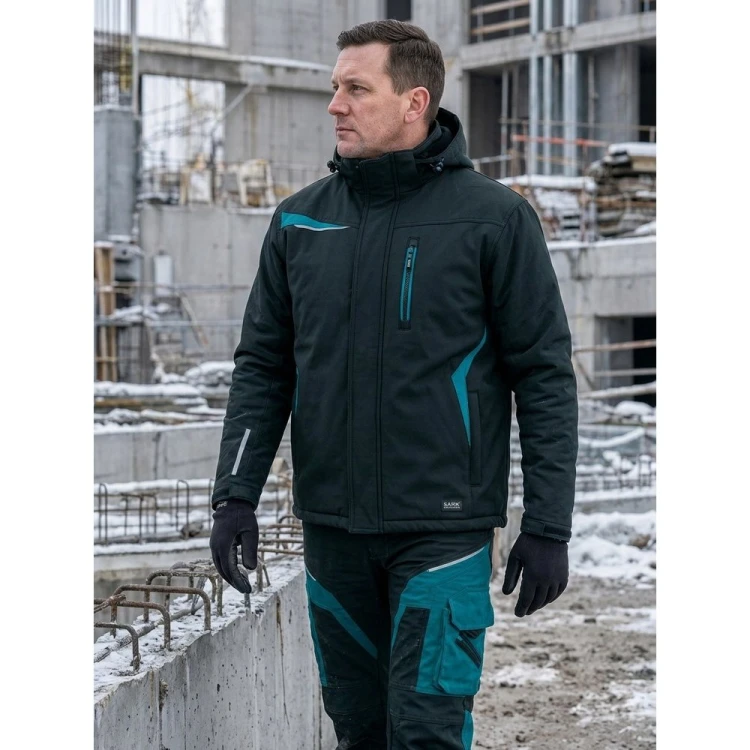 Kurtka zimowa COMFORT WINTER czarno-petrolowa w pracy