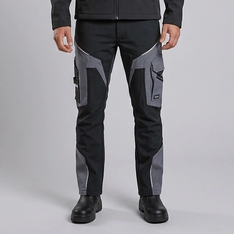 Spodnie softshell COMFORT WINTER czarno-szare na modelu