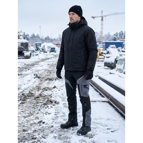 Spodnie COMFORT WINTER czarno-szare w pracy na budowie zimą
