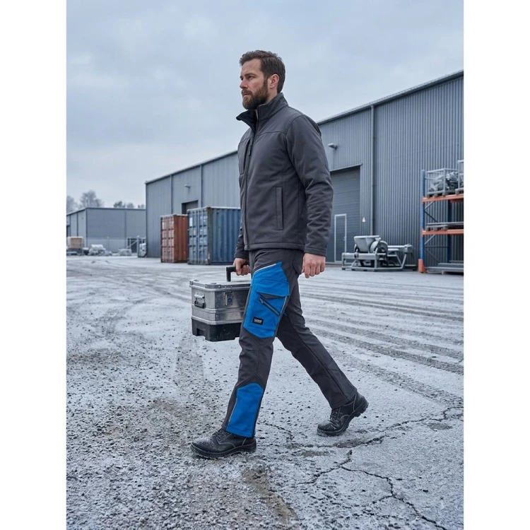 Spodnie COMFORT WINTER grafitowo-niebieskie – zastosowanie w magazynie