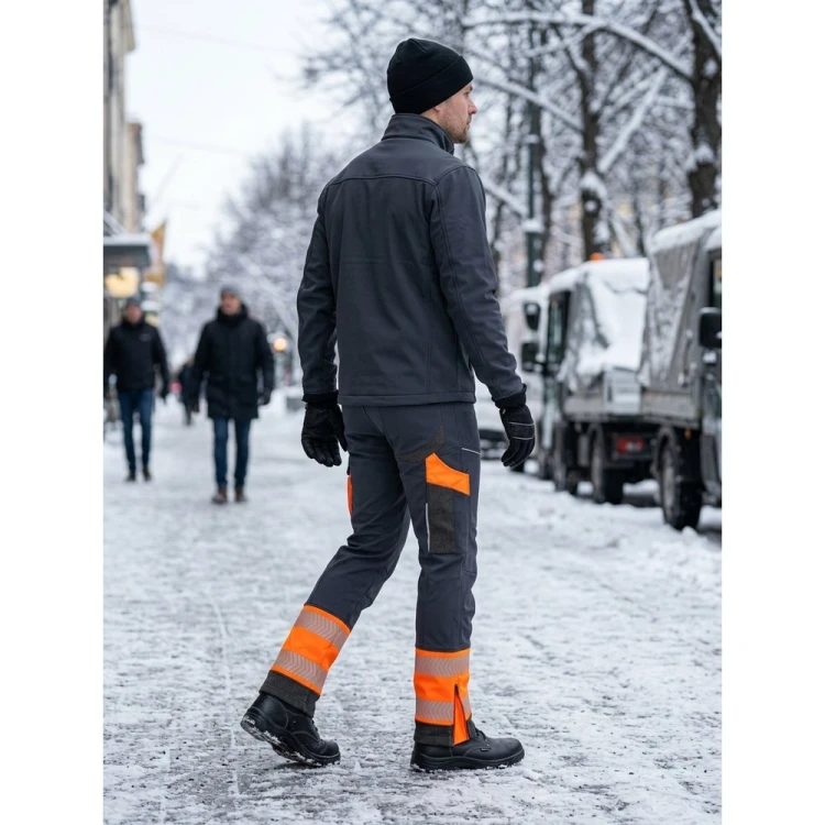 Spodnie COMFORT NEO WINTER grafitowo-pomarańczowe – zastosowanie w mieście zimą