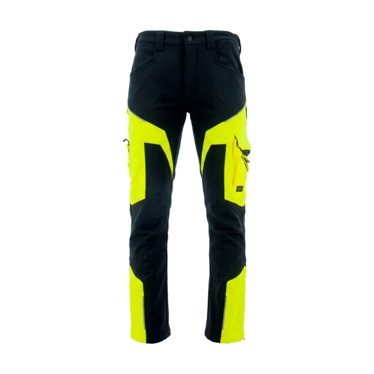 Spodnie softshell COMFORT WINTER czarno-żółte – przód