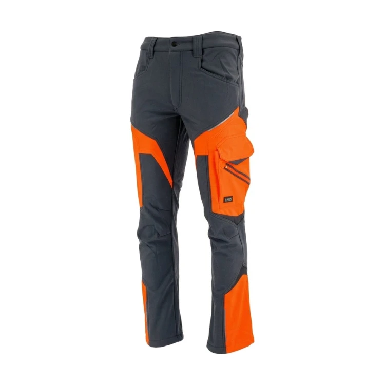 Spodnie softshell COMFORT WINTER grafitowo-pomarańczowe – przód