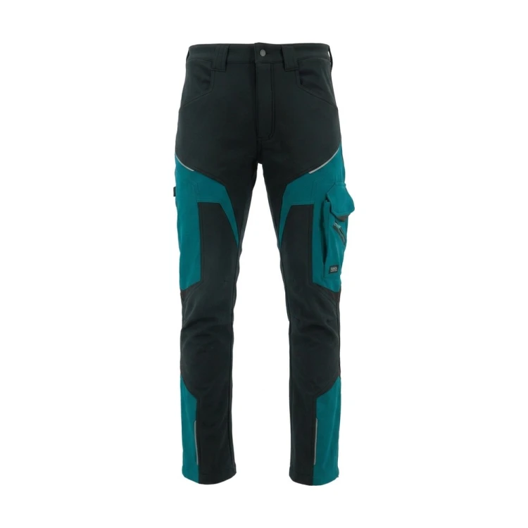 Spodnie softshell COMFORT WINTER czarno-petrolowe – przód