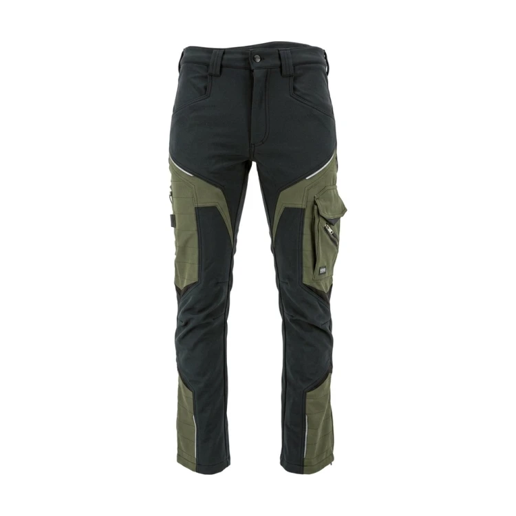 Spodnie softshell COMFORT WINTER czarno-oliwkowe – przód