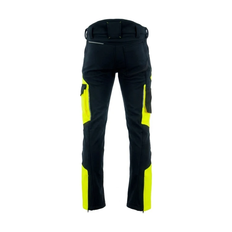 Spodnie softshell COMFORT WINTER czarno-żółte – tył