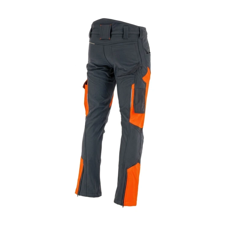 Spodnie softshell COMFORT WINTER grafitowo-pomarańczowe – tył