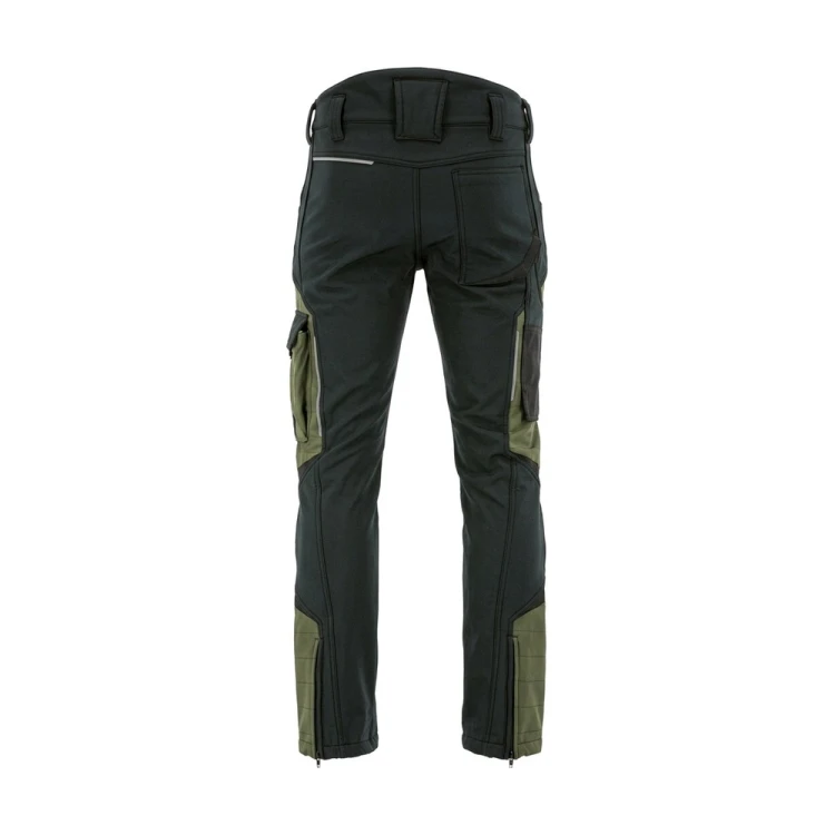 Spodnie softshell COMFORT WINTER czarno-oliwkowe – tył