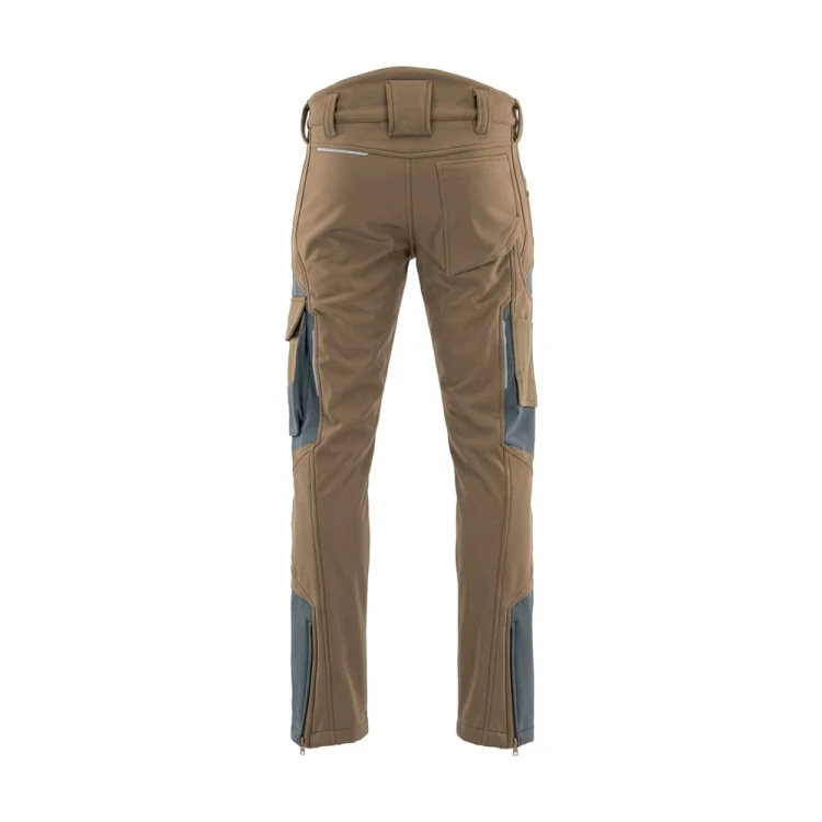 Spodnie softshell COMFORT WINTER brązowo-grafitowe – tył