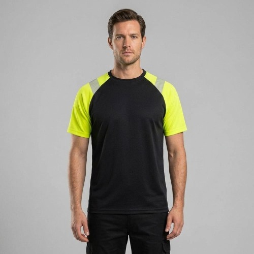 Koszulka robocza ORION HIGH VIS czarno-żółta na modelu