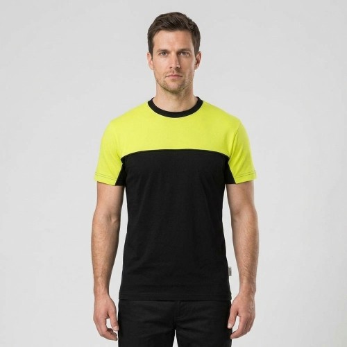 Koszulka MALFINI COLORMIX 109 limonkowo-czarna na modelu