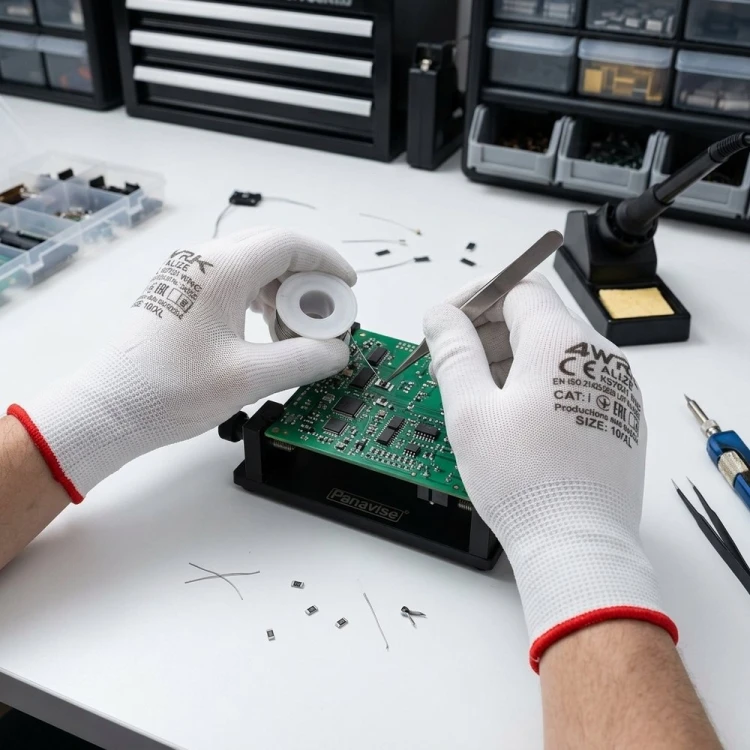 Rękawice ALIZE przy montażu elektroniki