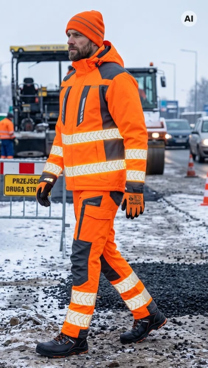 Kurtka zimowa ostrzegawcza DROGOWIEC COMFORT WINTER pomarańczowo-grafitowa