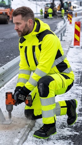 Spodnie zimowe ostrzegawcze DROGOWIEC COMFORT WINTER żółto-czarne