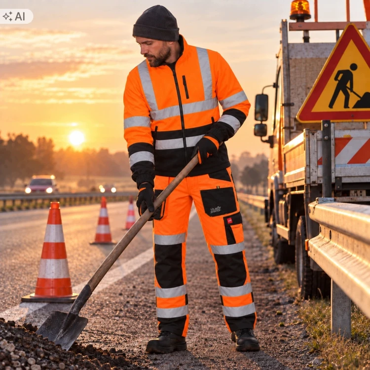 FLASH pomarańczowy – spodnie i polar odblaskowy